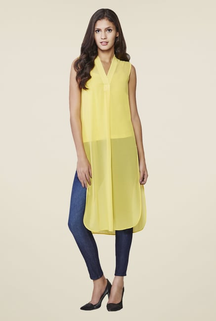 AND Yellow Solid Kurta AND Yellow Solid Kurta