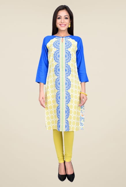 Juniper Blue & Yellow Printed Kurta Juniper Blue & Yellow Printed Kurta