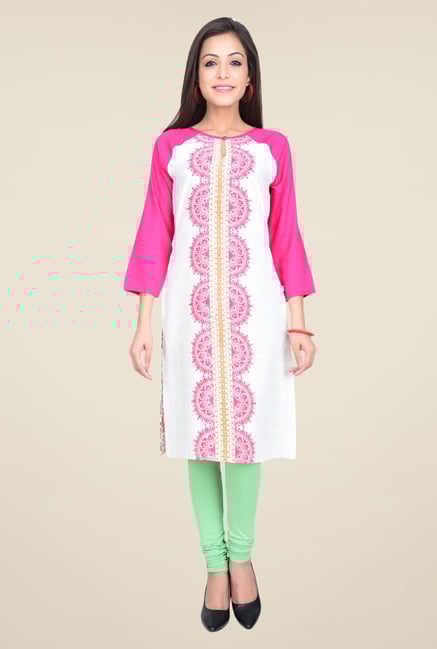 Juniper Pink & White Printed Kurta Juniper Pink & White Printed Kurta