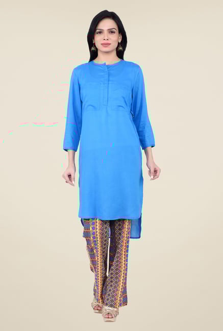 Juniper Blue Solid Kurta Juniper Blue Solid Kurta
