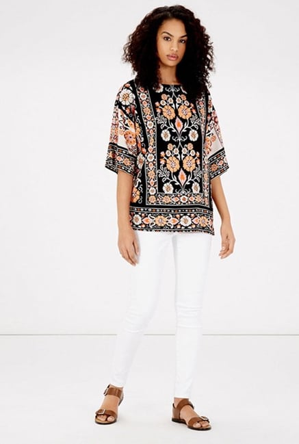 Warehouse Black Floral Printed Top Warehouse Black Floral Printed Top