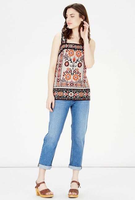 Warehouse Multicolor Floral Print Top Warehouse Multicolor Floral Print Top