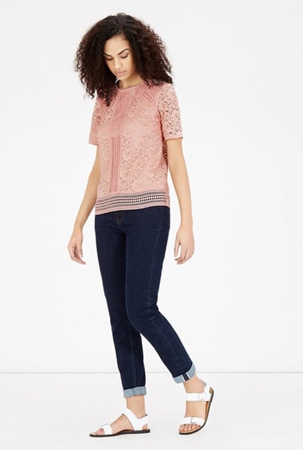 Warehouse Pink Lace Top Warehouse Pink Lace Top