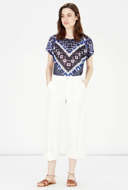 Warehouse Blue Printed Top Warehouse Blue Printed Top