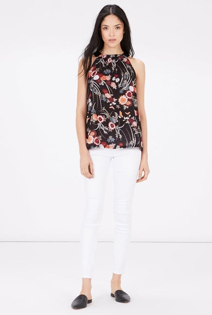 Warehouse Black Floral Printed Top Warehouse Black Floral Printed Top