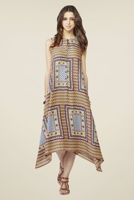 Global Desi Orange & Blue Shift Dress Global Desi Orange & Blue Shift Dress