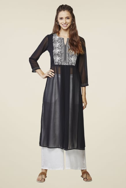 Global Desi Black Embroidered Two Piece Suit Set Global Desi Black Embroidered Two Piece Suit Set