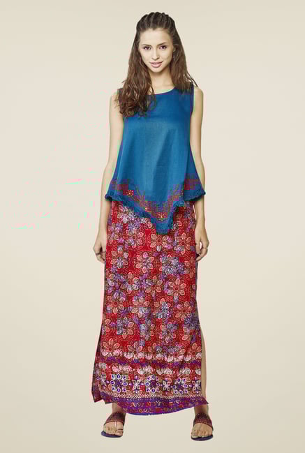 Global Desi Maroon Printed Skirt Global Desi Maroon Printed Skirt