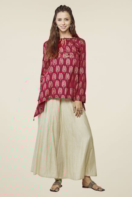 Global Desi Maroon Mesa Asymmetrical Top Global Desi Maroon Mesa Asymmetrical Top