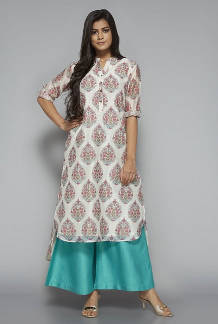 Zuba by Westside Off White Floral Print Kurta Zuba by Westside Off White Floral Print Kurta