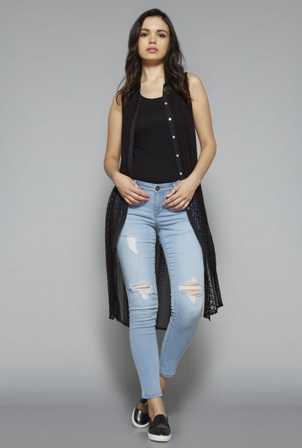 Nuon by Westside Black Sleeveless Jacket Nuon by Westside Black Sleeveless Jacket