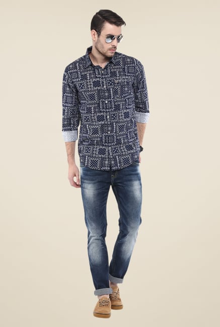 Mufti Navy Tribal Print Shirt Mufti Navy Tribal Print Shirt