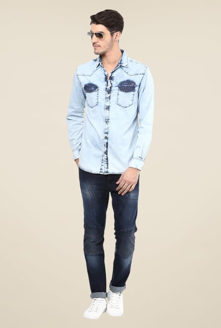 Mufti Blue Solid Shirt Mufti Blue Solid Shirt