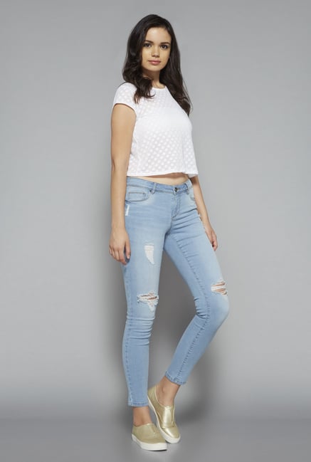 Nuon by Westside White Slim Fit Flappy Crop Top Nuon by Westside White Slim Fit Flappy Crop Top