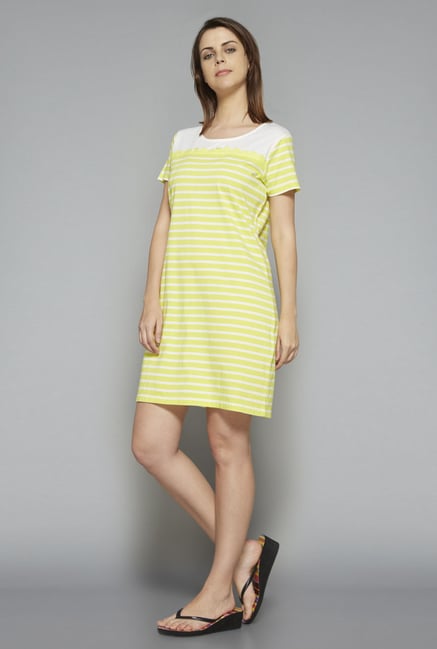 Intima by Westside Lime & White Striped Nightdress Intima by Westside Lime & White Striped Nightdress