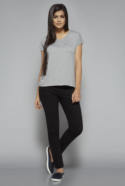 LOV by Westside Grey Textured Lizi T Shirt LOV by Westside Grey Textured Lizi T Shirt