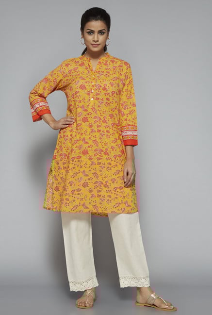 Utsa by Westside Yellow Floral Print Kurta Utsa by Westside Yellow Floral Print Kurta