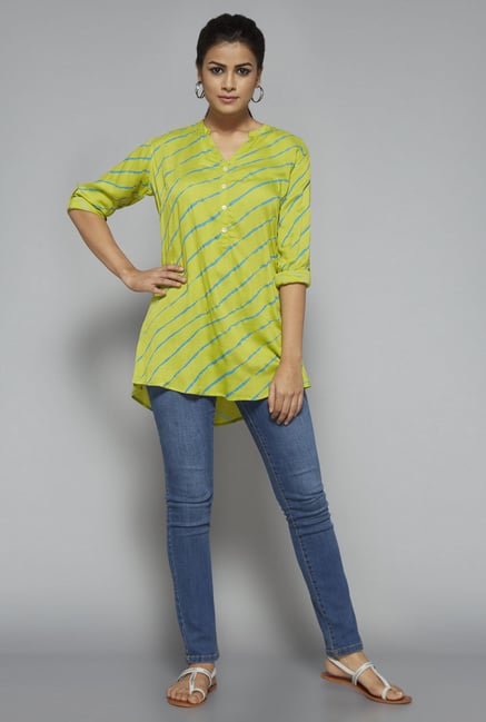 Utsa by Westside Lime Striped Kurti Utsa by Westside Lime Striped Kurti