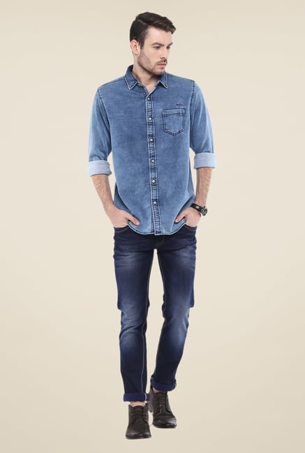 Mufti Blue Solid Shirt Mufti Blue Solid Shirt