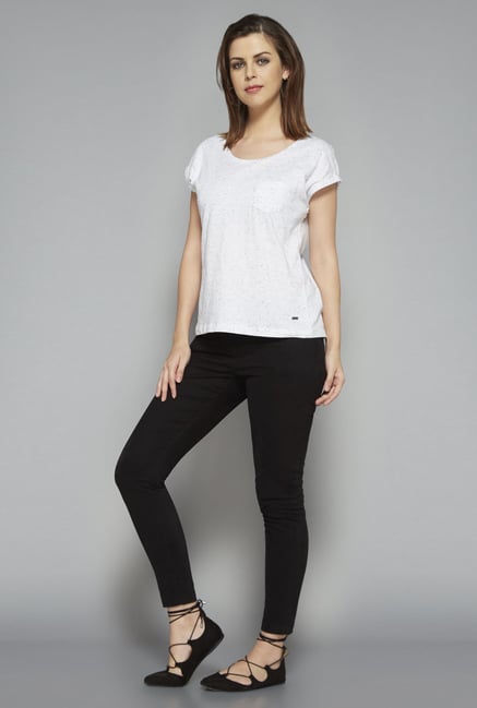 LOV by Westside White Textured Lana T Shirt LOV by Westside White Textured Lana T Shirt