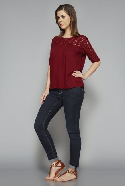 LOV by Westside Maroon Alexis Blouse LOV by Westside Maroon Alexis Blouse