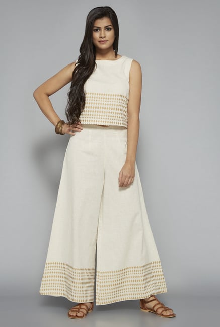 Bombay Paisley by Westside Off White Crop Top Bombay Paisley by Westside Off White Crop Top