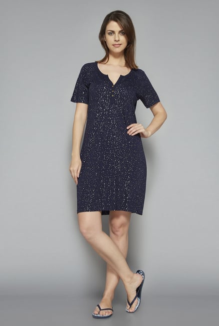 Intima by Westside Navy Printed Nightdress Intima by Westside Navy Printed Nightdress