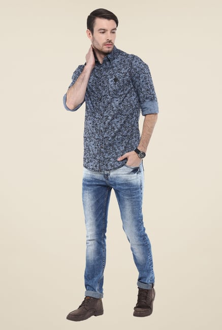 Mufti Blue Printed Shirt Mufti Blue Printed Shirt