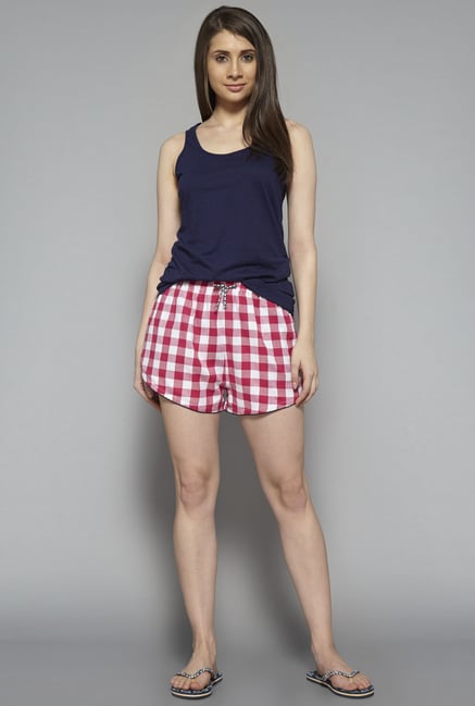Intima by Westside Pink Checks Shorts Intima by Westside Pink Checks Shorts