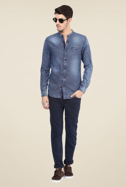Mufti Blue Textured Shirt Mufti Blue Textured Shirt