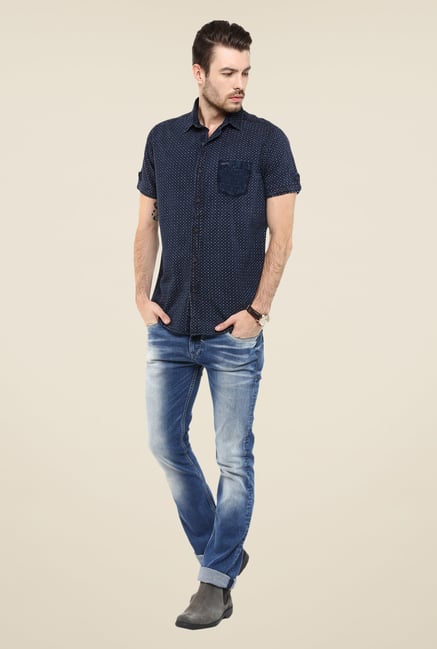 Mufti Navy Printed Shirt Mufti Navy Printed Shirt