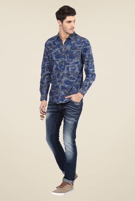 Mufti Blue Printed Shirt Mufti Blue Printed Shirt