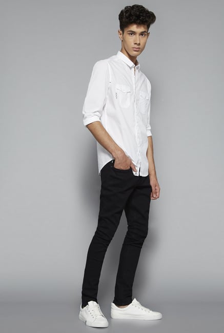 Nuon by Westside White Slim Fit Solid Shirt Nuon by Westside White Slim Fit Solid Shirt