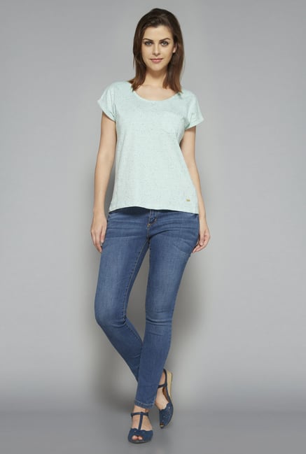 LOV by Westside Blue Textured Lana T Shirt LOV by Westside Blue Textured Lana T Shirt