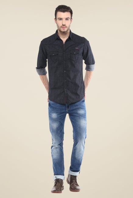 Mufti Black Textured Shirt Mufti Black Textured Shirt