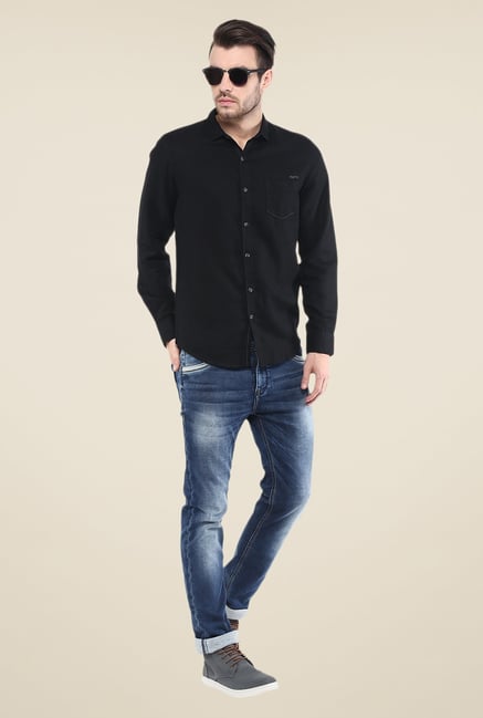 Mufti Black Solid Shirt Mufti Black Solid Shirt