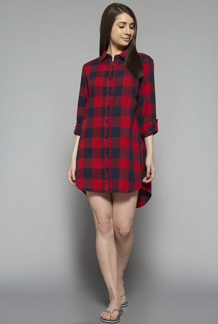 Intima by Westside Red Checks Nightdress Intima by Westside Red Checks Nightdress