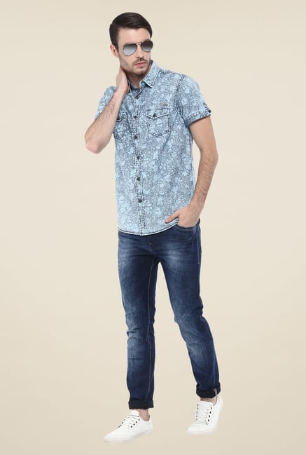Mufti Mint Floral Print Shirt Mufti Mint Floral Print Shirt