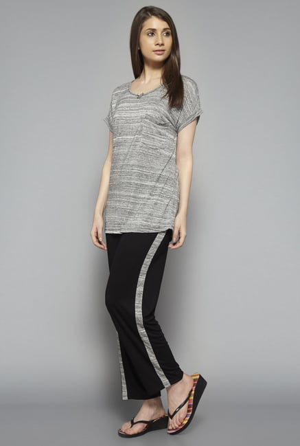 Intima by Westside Black & Grey Solid Pyjama Set Intima by Westside Black & Grey Solid Pyjama Set