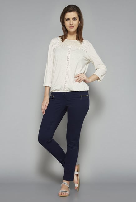 LOV by Westside Beige Textured Dori T Shirt LOV by Westside Beige Textured Dori T Shirt