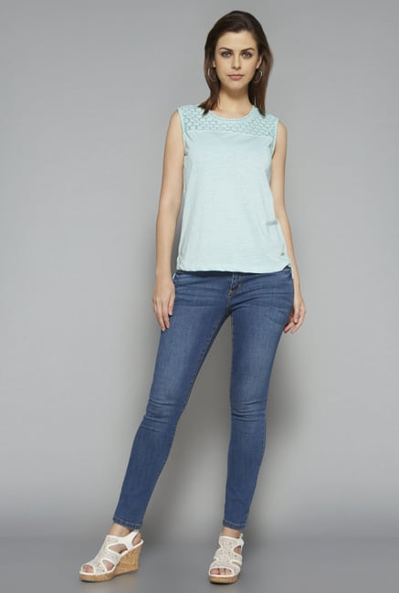 LOV by Westside Blue Textured Jonna Top LOV by Westside Blue Textured Jonna Top