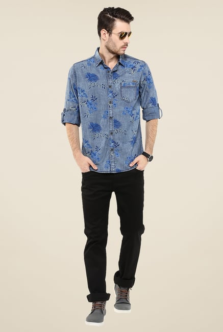 Mufti Blue Floral Print Shirt Mufti Blue Floral Print Shirt