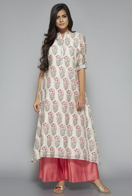 Zuba by Westside Off White Floral Print Kurta Zuba by Westside Off White Floral Print Kurta
