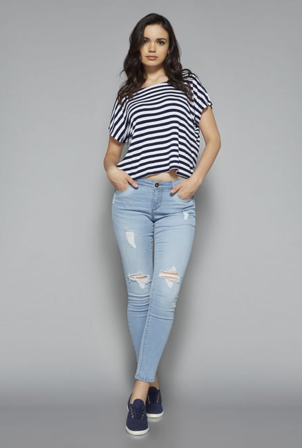 Nuon by Westside Navy & White Knotty Top Nuon by Westside Navy & White Knotty Top