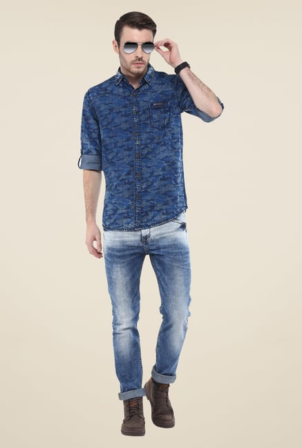 Mufti Blue Camo Print Shirt Mufti Blue Camo Print Shirt
