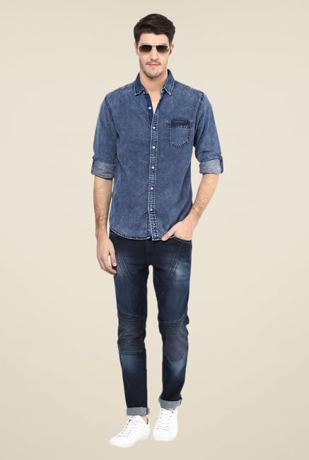 Mufti Blue Textured Shirt Mufti Blue Textured Shirt