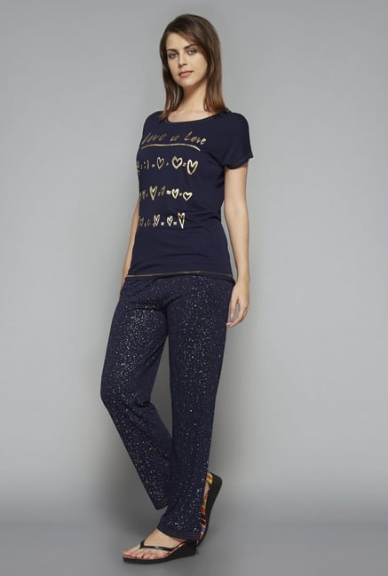 Intima by Westside Navy Printed Pyjama Set Intima by Westside Navy Printed Pyjama Set