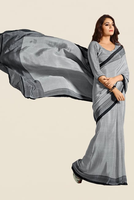 Salwar Studio Black & White Self Print Saree Salwar Studio Black & White Self Print Saree