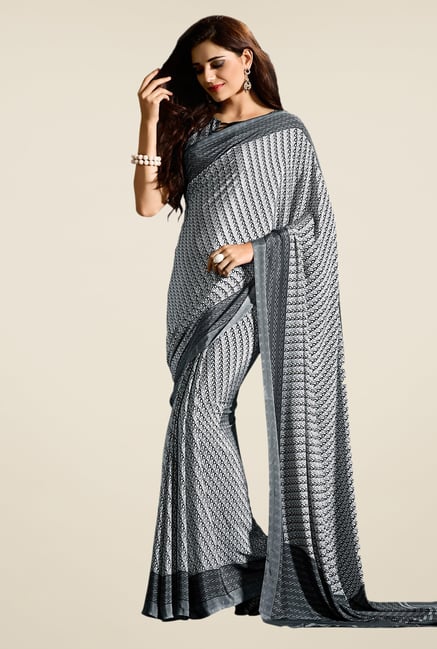 Salwar Studio Black & White Self Print Saree Salwar Studio Black & White Self Print Saree
