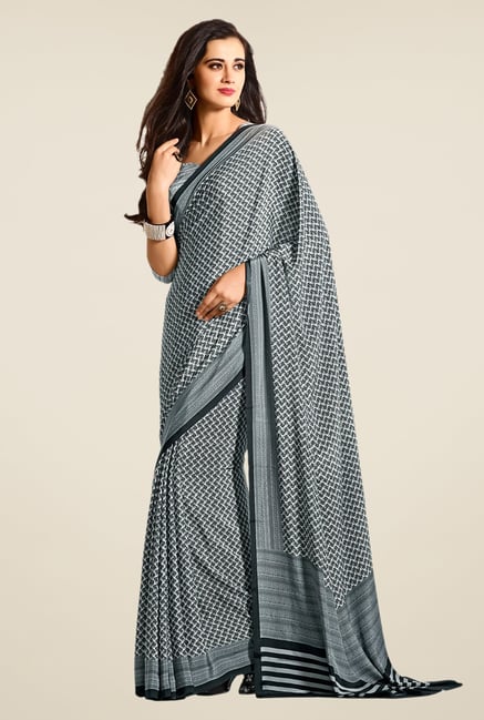 Salwar Studio Black & White Self Print Saree Salwar Studio Black & White Self Print Saree